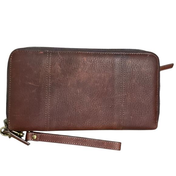 Duluth Trading Co Brown Leather Wristlet Wallet Sleek Design EUC - Picture 7 of 13